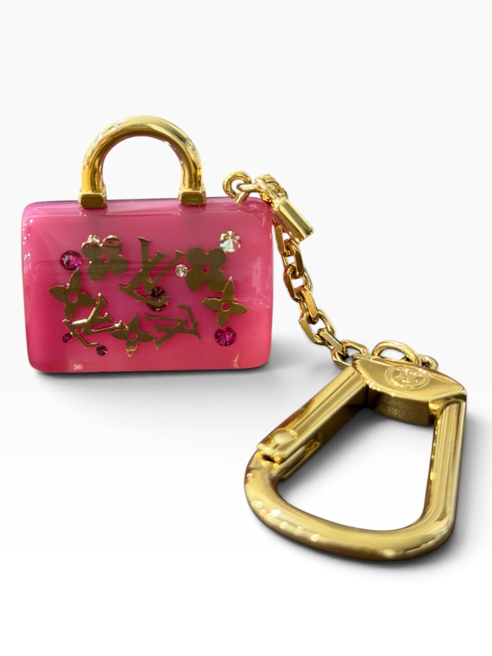 Louis Vuitton Speedy Inclusion Bag Motif Key Holder Charm M65024 – Gold/Pink